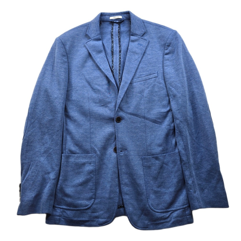 Bar III Slim Fit‎ Blazer Mens 36R 36 Blue Elbow Patches Unstructured Sport Coat